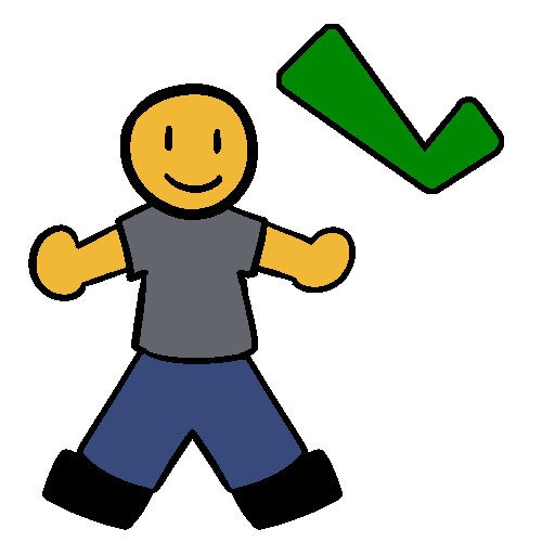  An orange figure wearing a fitting shirt and smiling with a green check in the corner.